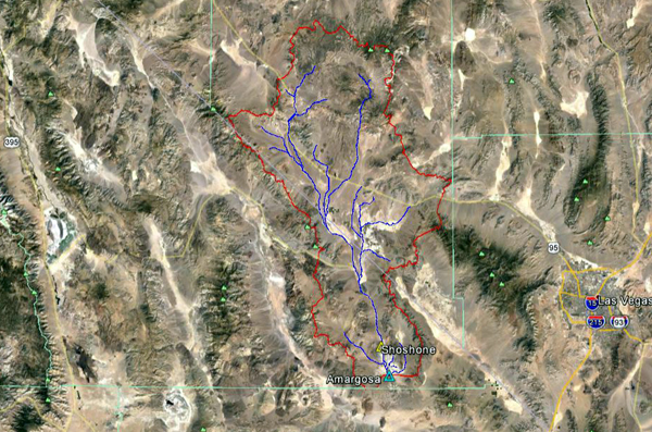 Aerial view of Amargosa river basin.