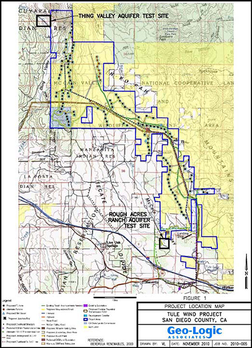 Location of Tule Wind Project