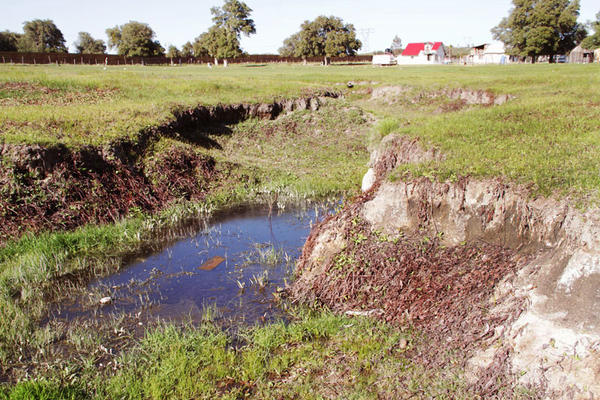 Aguaje del Nat at Roca Magisterial, immediately downstreamof the United States-Mexico border fence, shown in the background