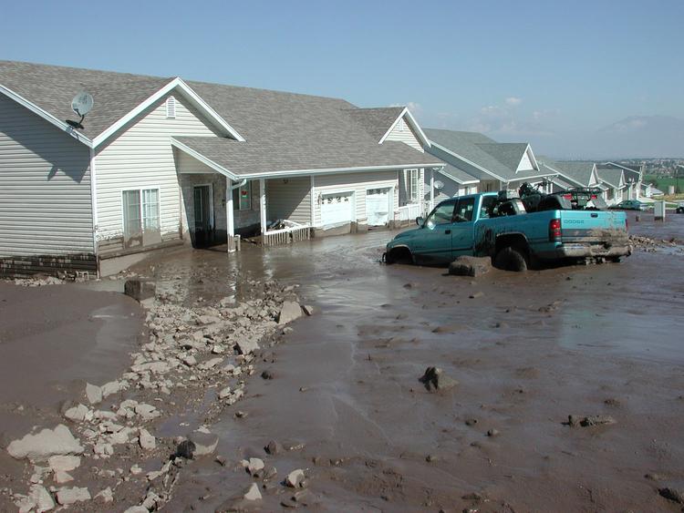 
Debris flow damage in Santaquin, along the Wasatch front, central Utah (Utah Geological Survey).