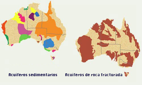 Sedimentary and fractured rock aquifers in the Australian continent