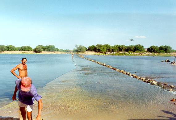 The world's largest concrete ford, in the Jaguaribe river at Jaguaribira,Ceara, Brazil.