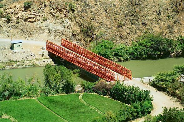 Bridge over Rio Chamaya, Cajamarca, Peru.