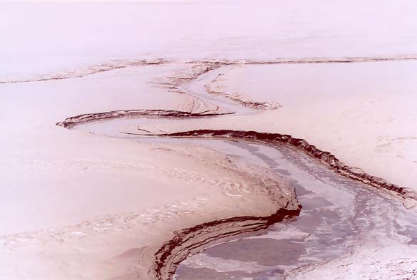 Deposition of fine materials at upstream side of Spoil Dam at Quebrada Honda, Moquegua, Peru