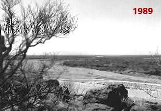 Two snapshots of the same reach of the Santa Cruz river at Martinez Hill, 
south of Tucson, Arizona