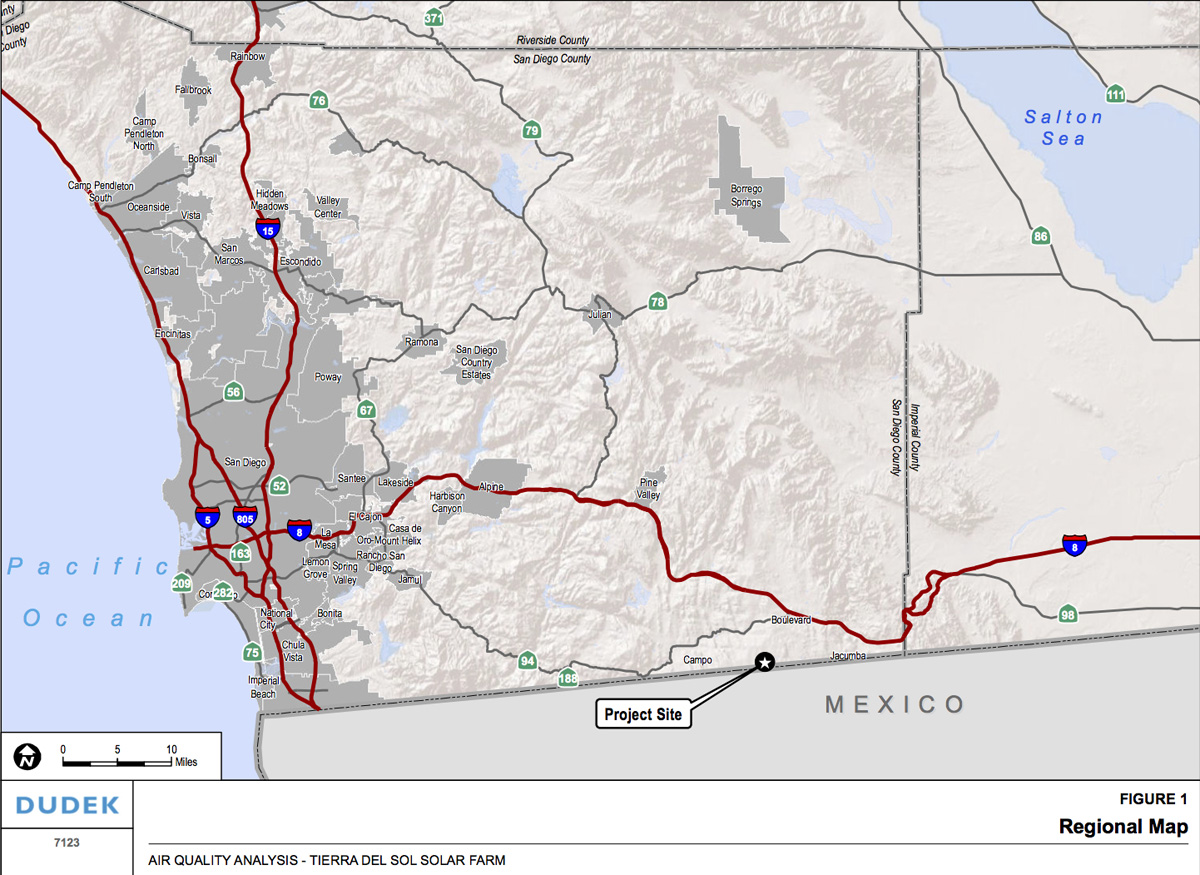 Location of Tierra del Sol Solar Farm