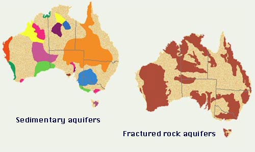 Spatial distribution of sedimentary and fractured rock aquifers in the Australian continent