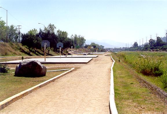 Detail of the basketball courts on the left bank of the Rio Atoyac.