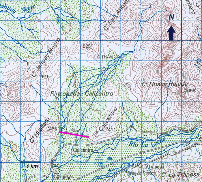 Location map of proposed dam at <nobr>Calicantro