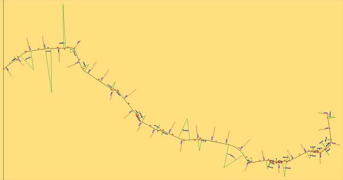 Horizontal alignment of the upstream half reach