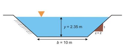 Sketch of 10-yr flood channel cross section.