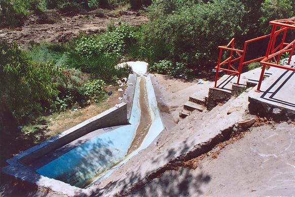 Point of discharge of treated effluent from PTAR CCM  to the Tecate river