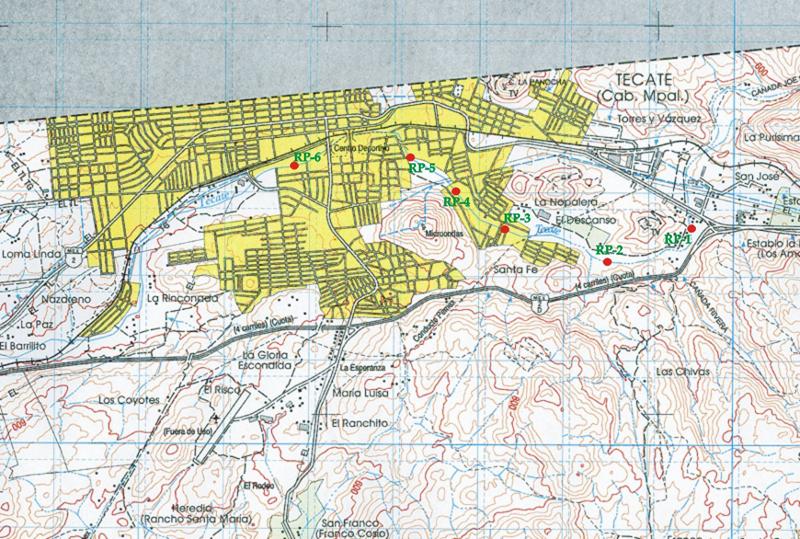 Location of sites to measure field hydraulic conductivity.