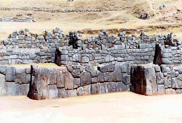 Panoramic view of Inca fortress at Sacsayhuaman, Cuzco, Peru.