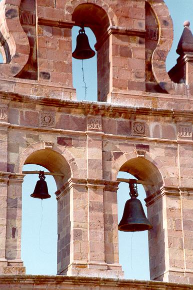 Detail of church on little town in the Bolivian Altiplano.  