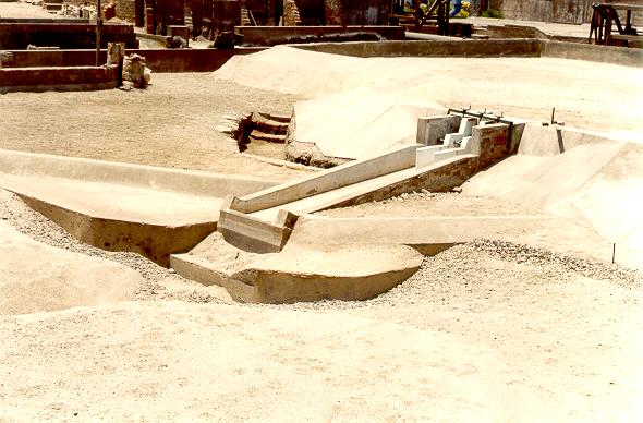 Physical model of Poechos dam and spillway at the National Hydraulic Laboratory, Lima, Peru